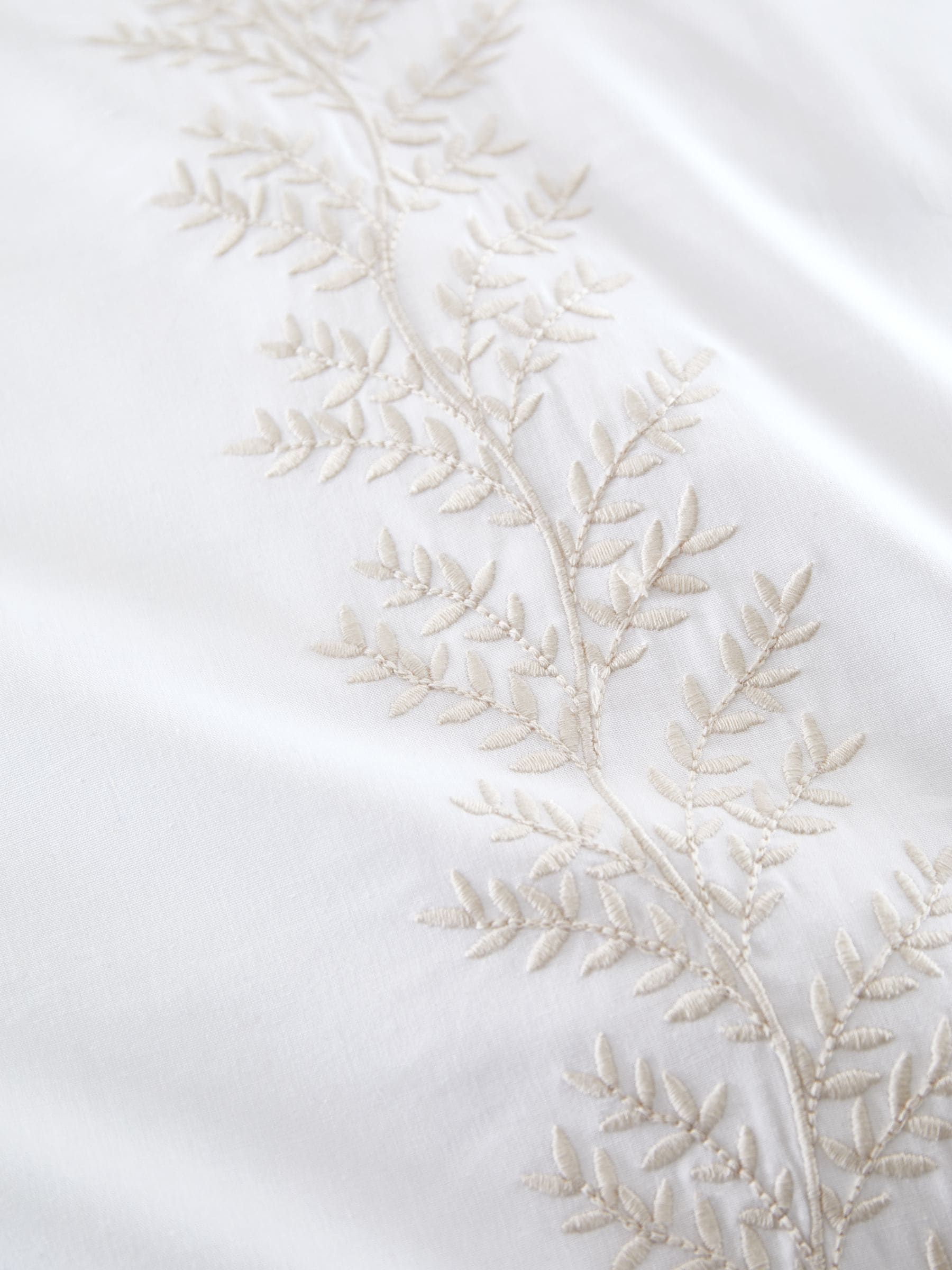 Bianca natural embroidery leaf cotton duvet cover set - British product