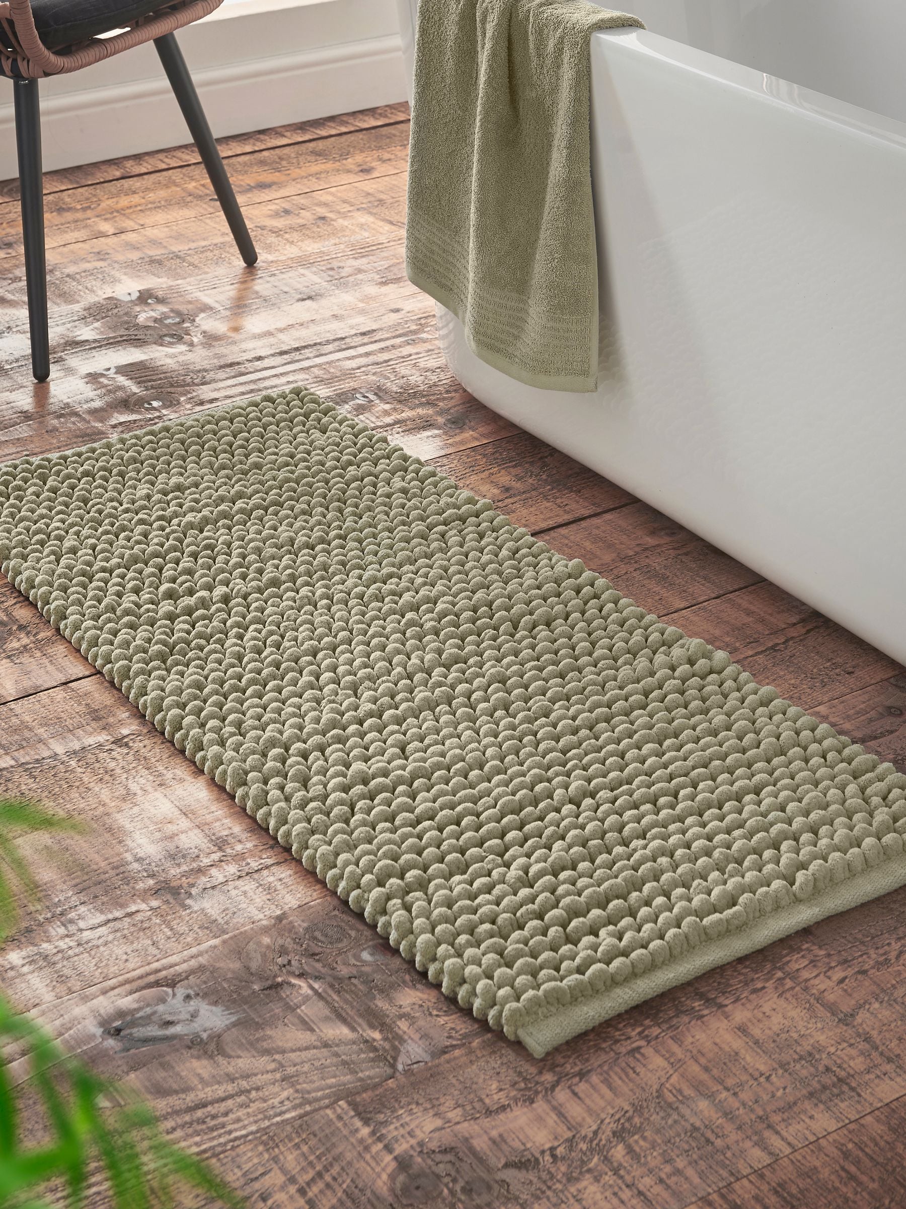 Bianca Black Aspen Bobble Long Bath Mat Runner
