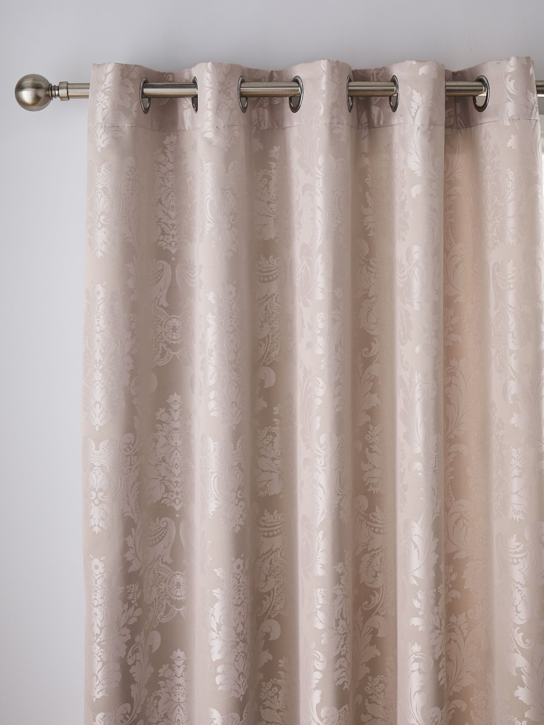 Catherine Lansfield damask jacquard lined eyelet curtains, UK version