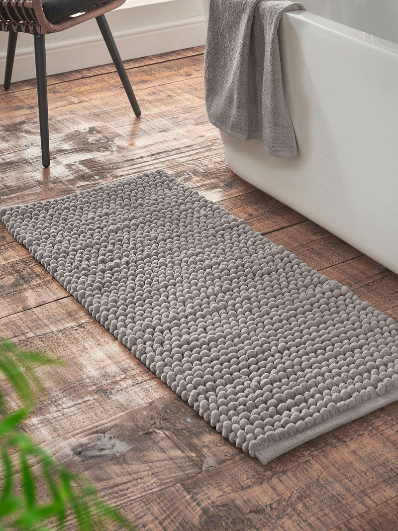 Bianca Black Aspen Bobble Long Bath Mat Runner