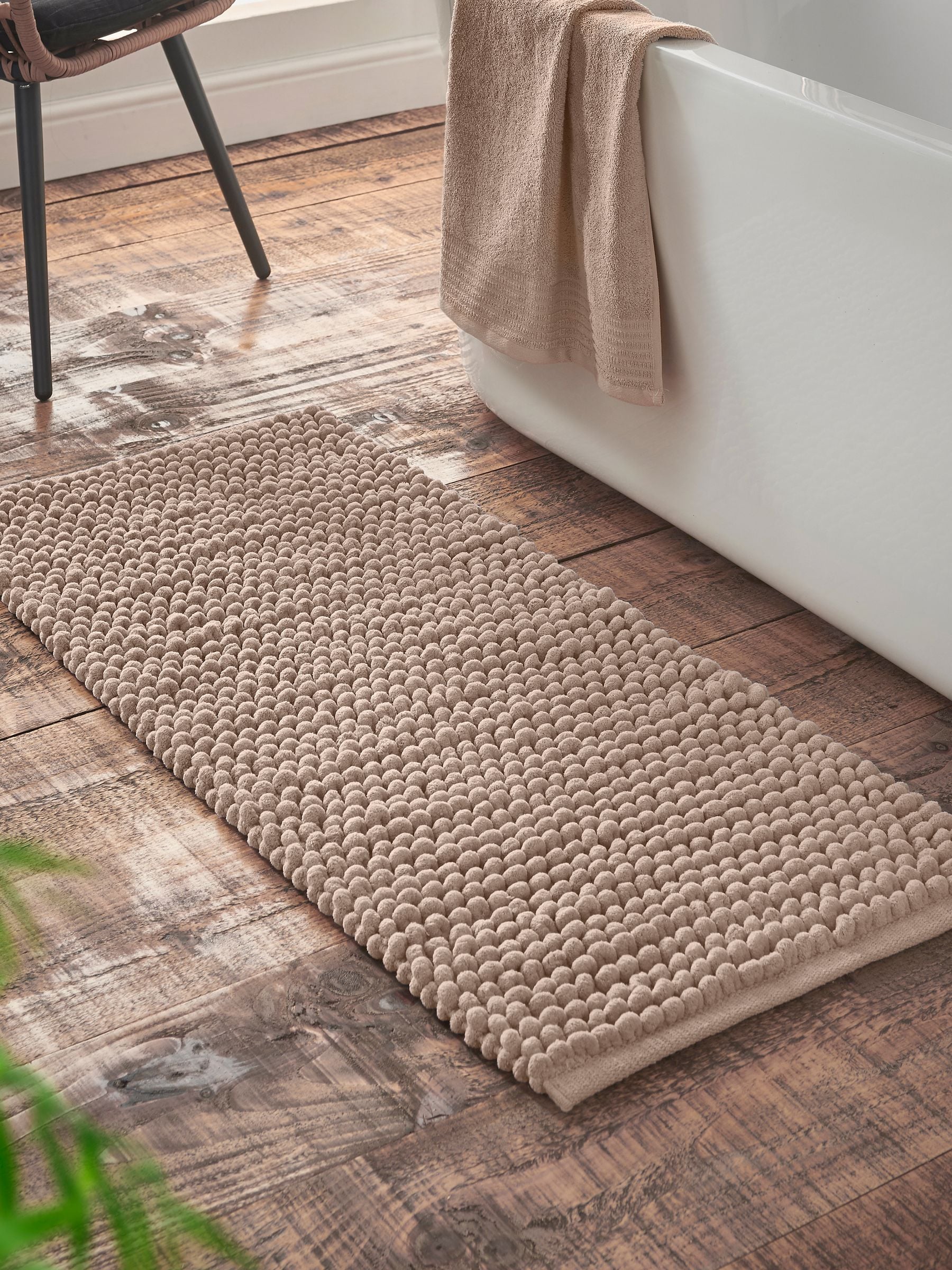Bianca Black Aspen Bobble Long Bath Mat Runner