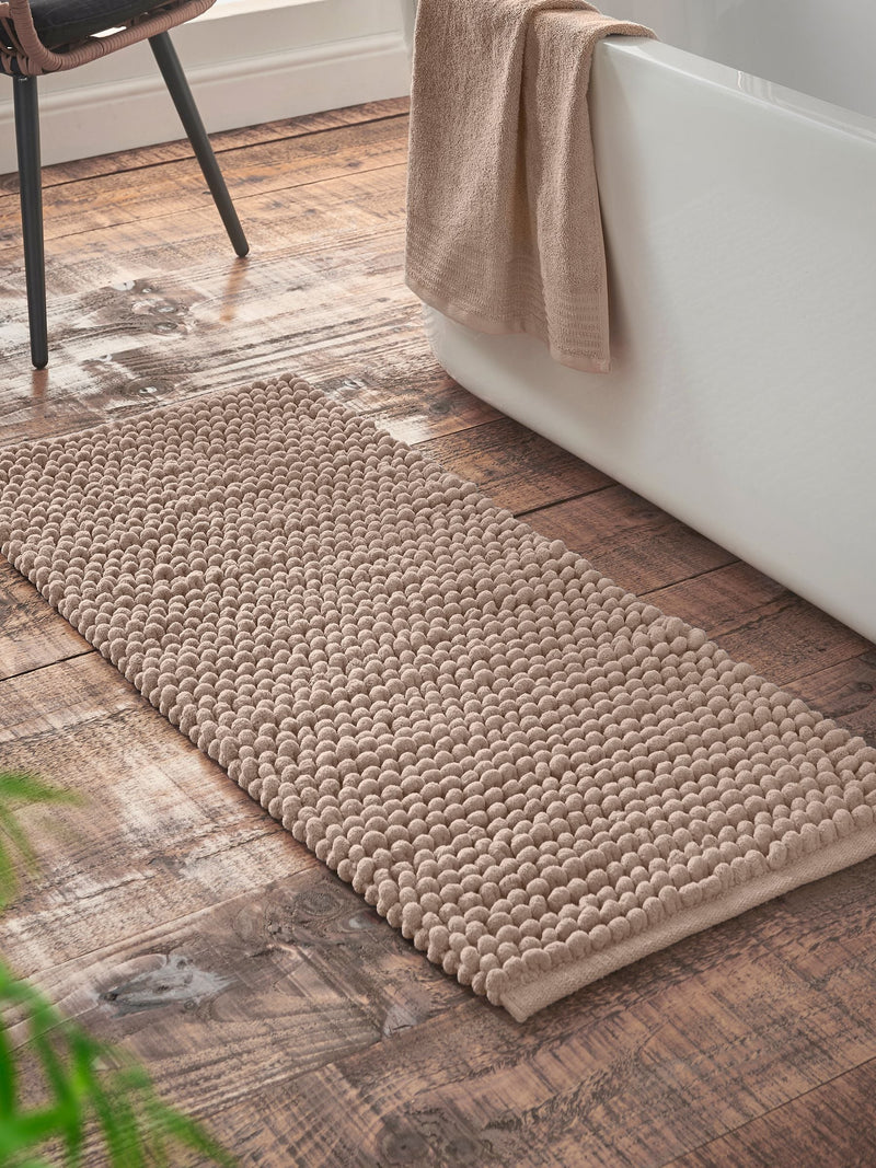 Bianca Black Aspen Bobble Long Bath Mat Runner