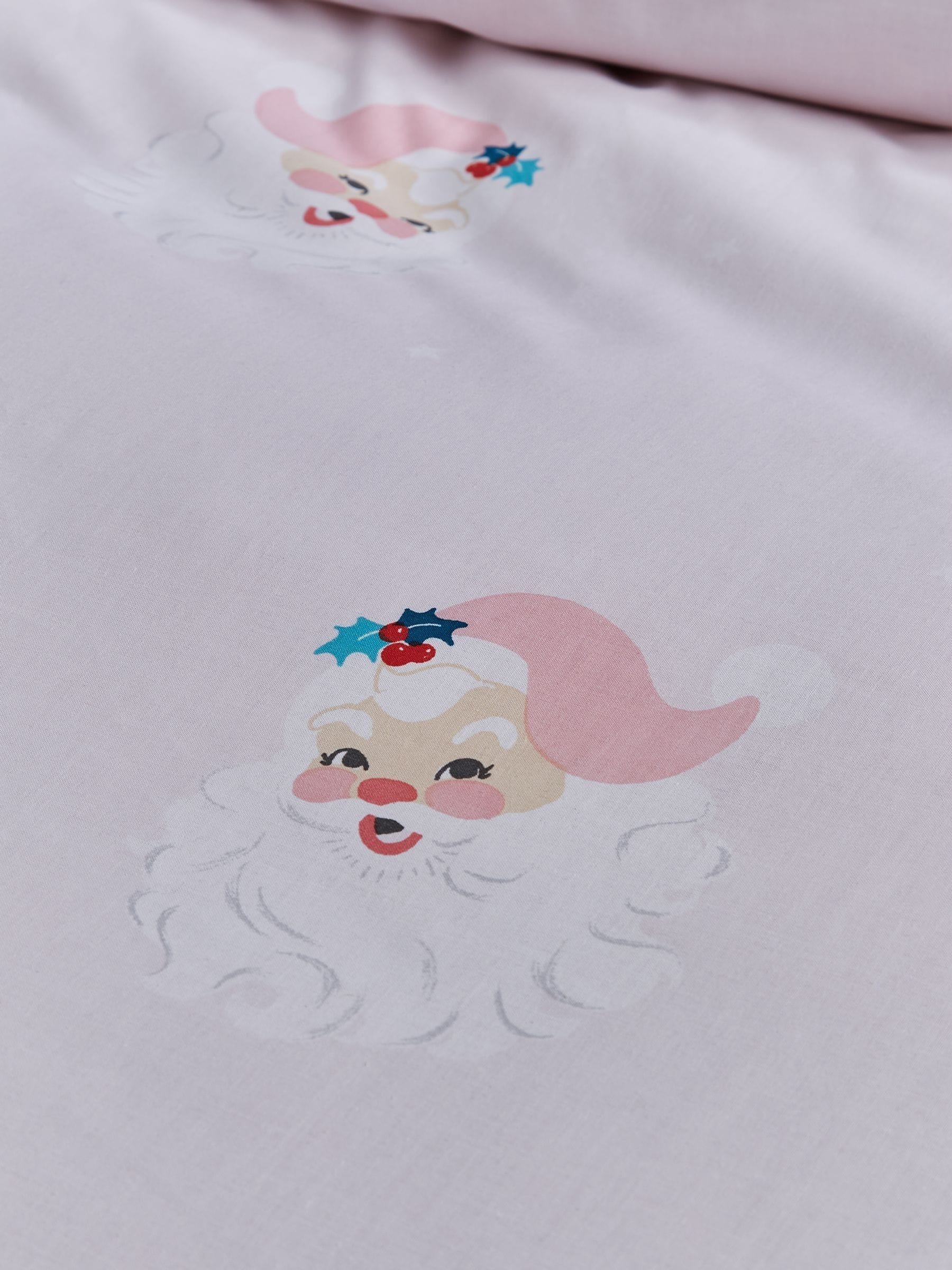 Catherine Lansfield pink vintage Christmas Santa reversible duvet cover set - British product