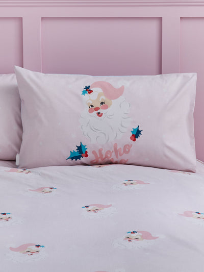 Next Catherine Lansfield Pink Vintage Christmas Santa Reversible Duvet Cover Set- Buy online at McGrocer