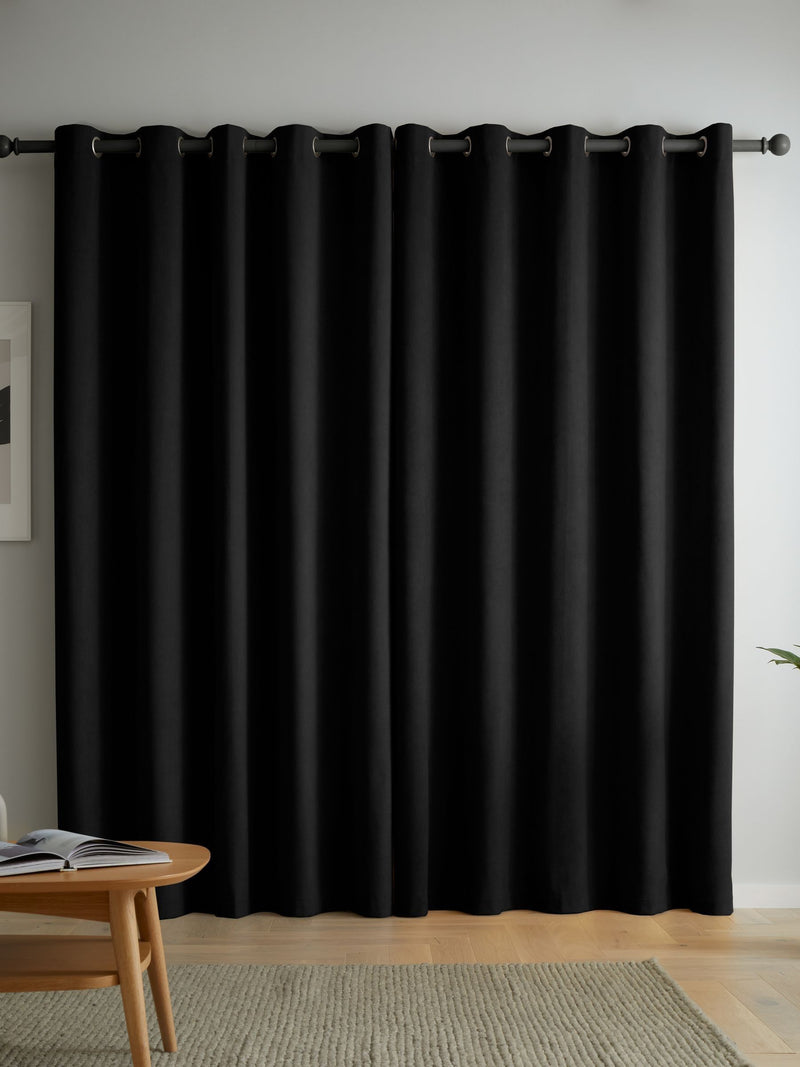 Catherine Lansfield Black Wilson thermal blackout eyelet curtains - British product
