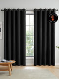 Catherine Lansfield Black Wilson thermal blackout eyelet curtains - British product