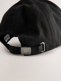 Black high build embroidery cap with curved brim (British brand)