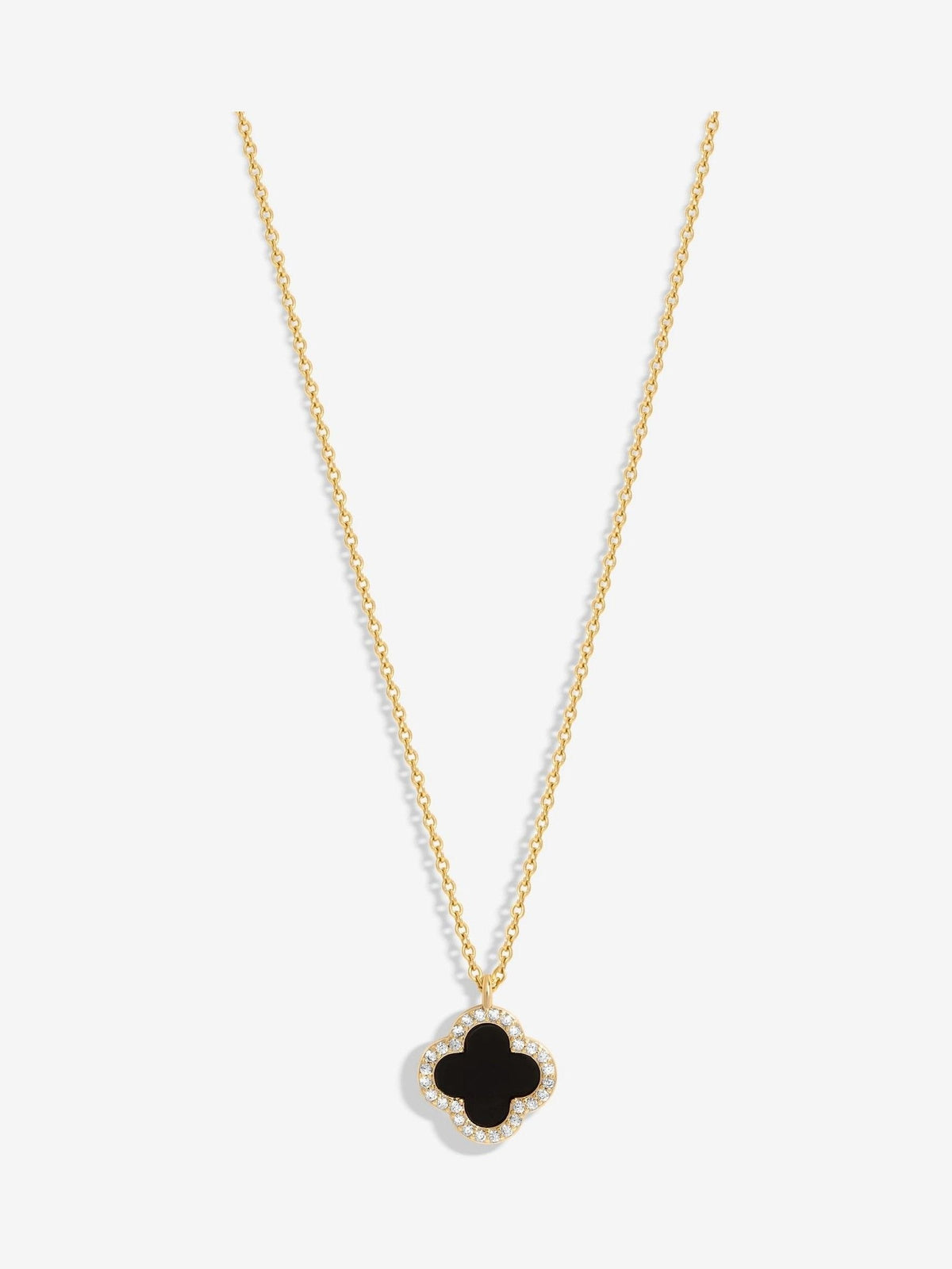 Jon Richard black tone jet clover pendant necklace, UK version