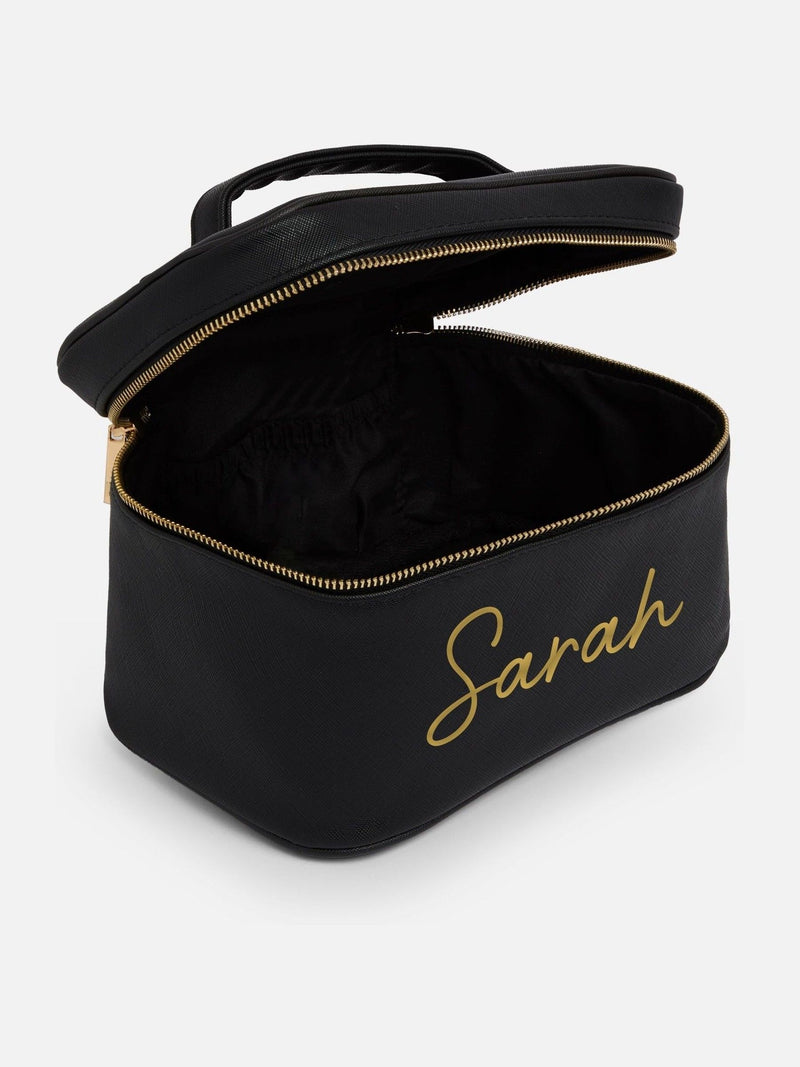 Dollymix personalisable black leather vanity case, UK version