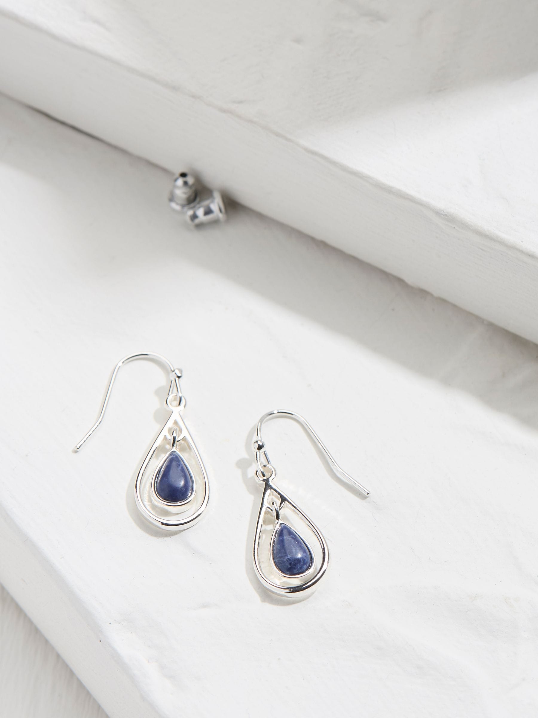 FatFace navy teardrop earrings 3cm, UK version