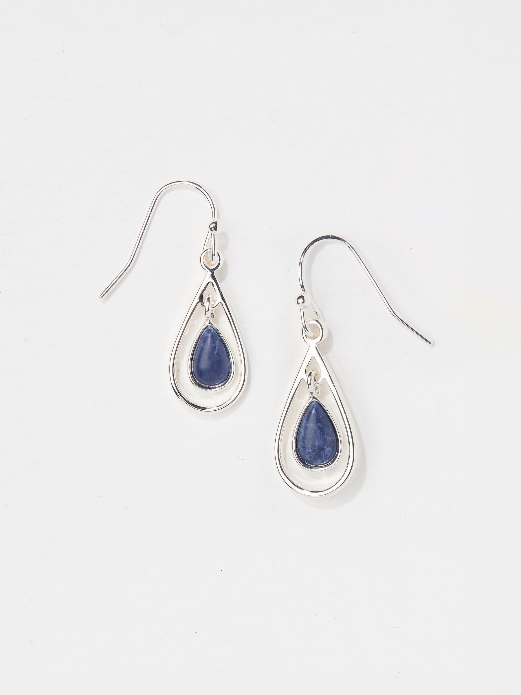 FatFace navy teardrop earrings 3cm, UK version