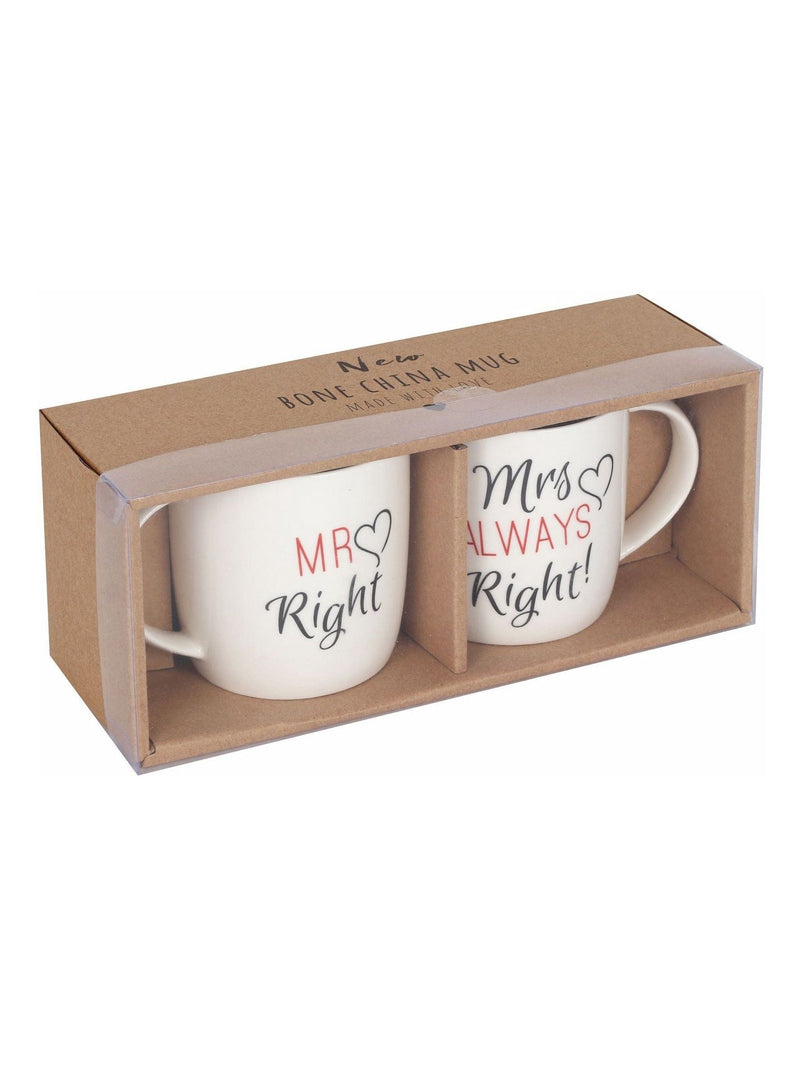 Something Different Mr and Mrs Right couples mugs, imported from the UK