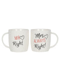 Something Different Mr and Mrs Right couples mugs, imported from the UK