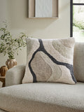 Black white abstract berber river cushion 50x50cm, UK version