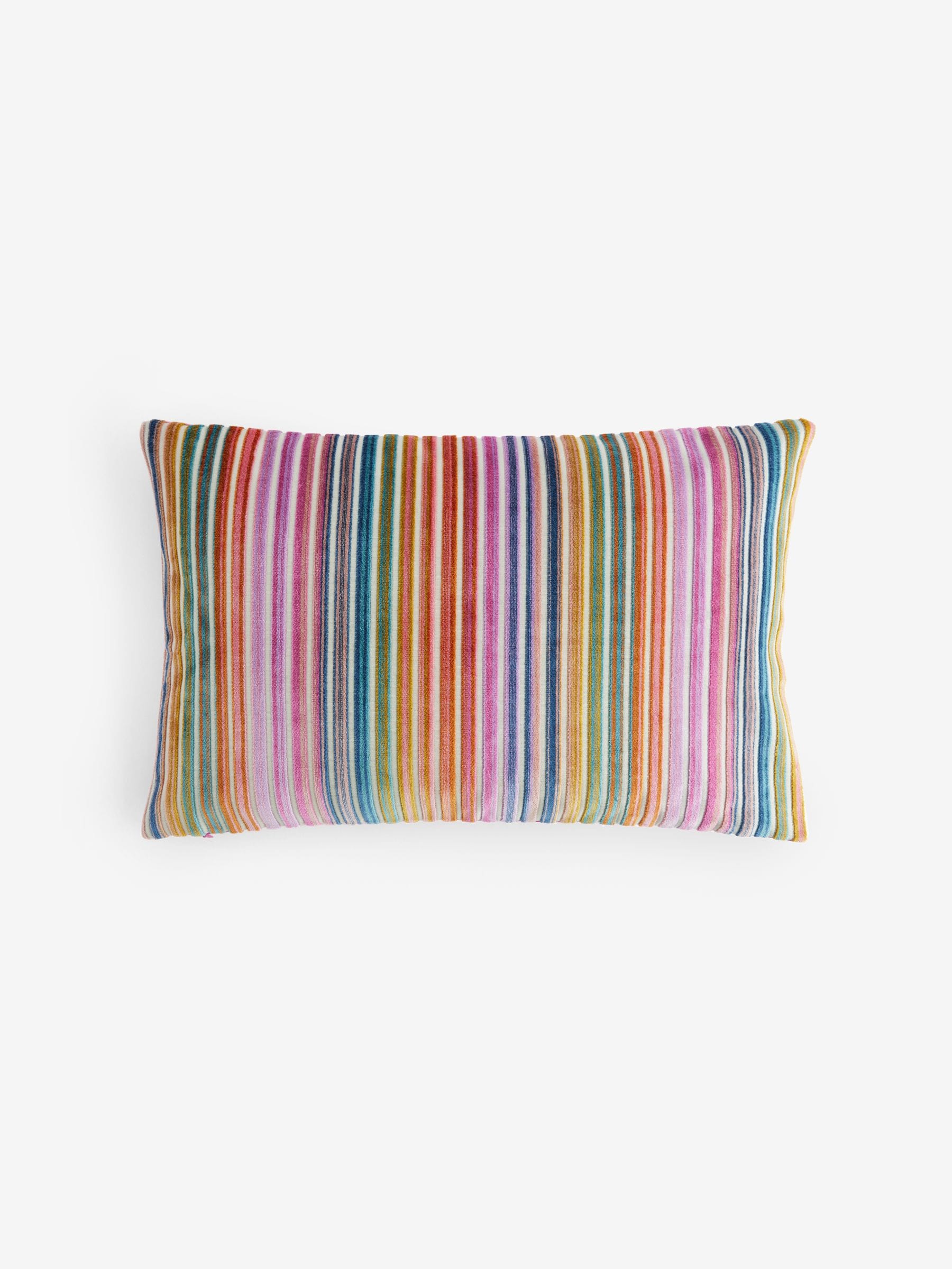 Bright cut velvet stripe cushion 40x59cm (British brand)