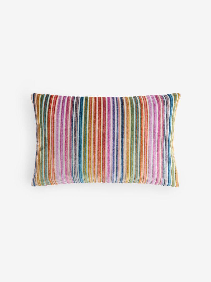 Bright cut velvet stripe cushion 40x59cm (British brand)