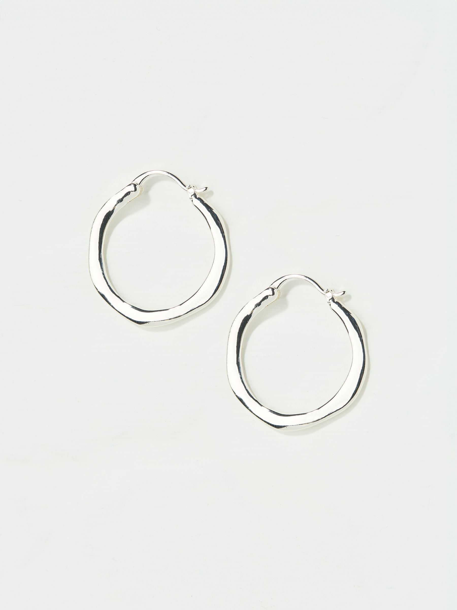 Hoop Earrings in Silver Tone with Hammered Finish