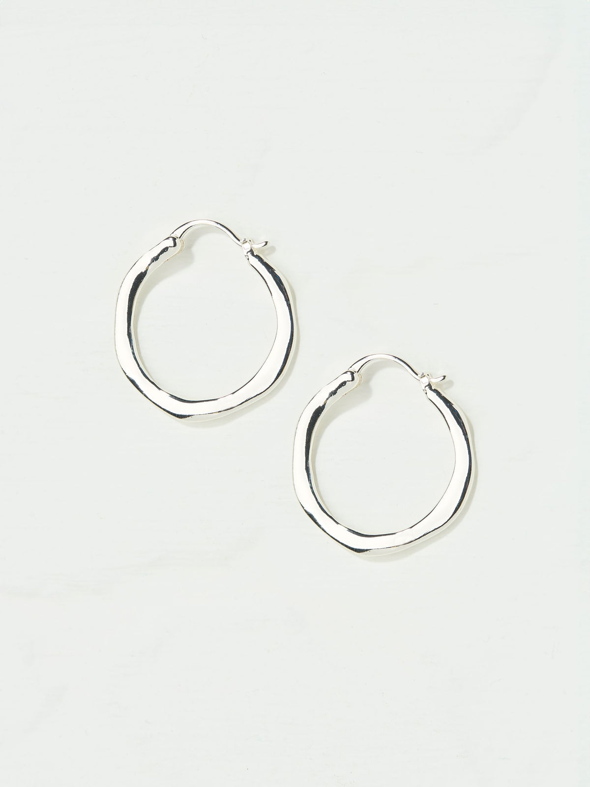 Hoop Earrings in Silver Tone with Hammered Finish