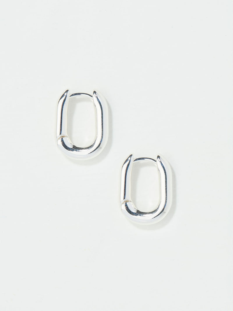 FatFace silver tone oval huggie hoop earrings - British product