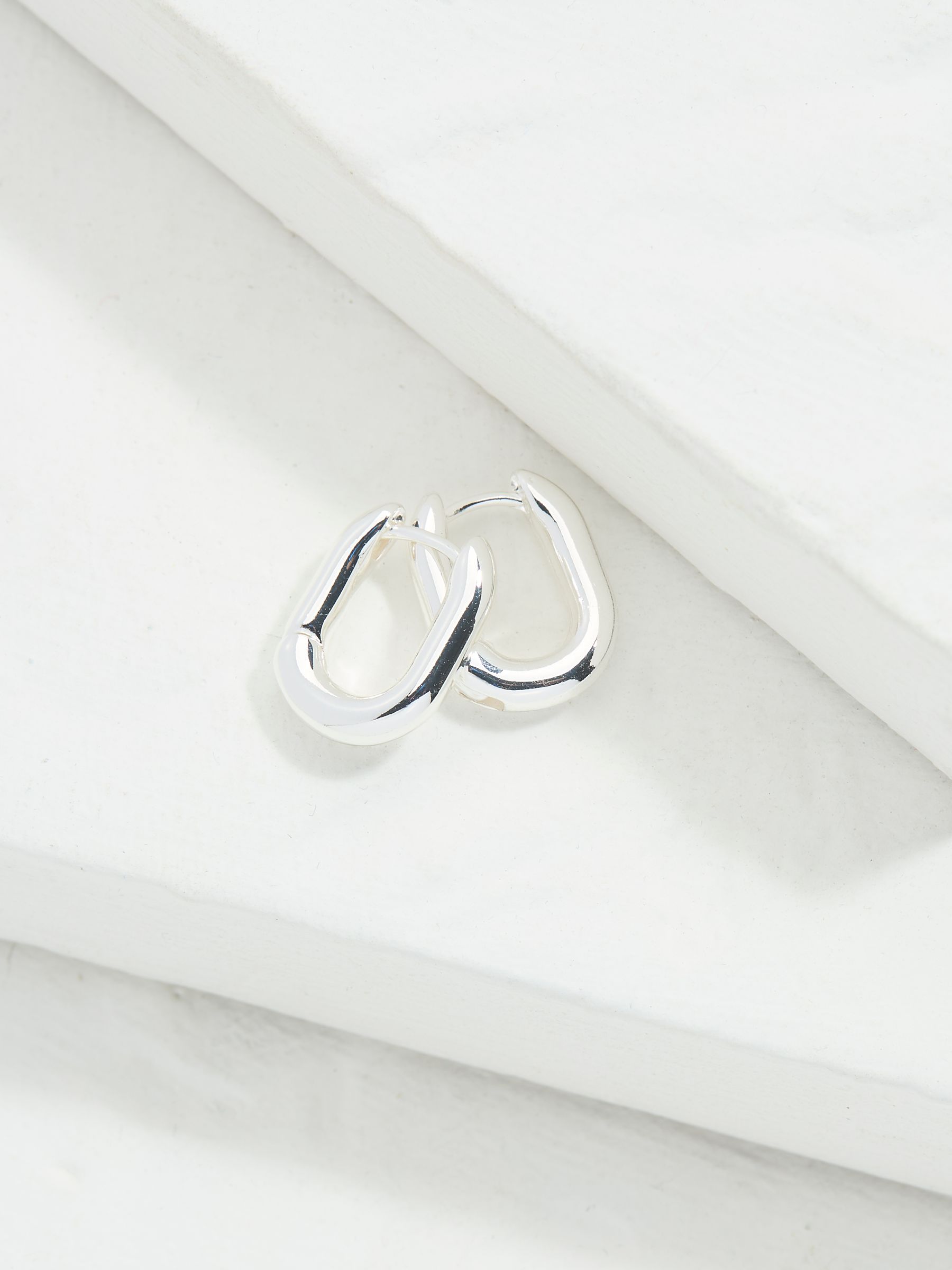 FatFace silver tone oval huggie hoop earrings - British product