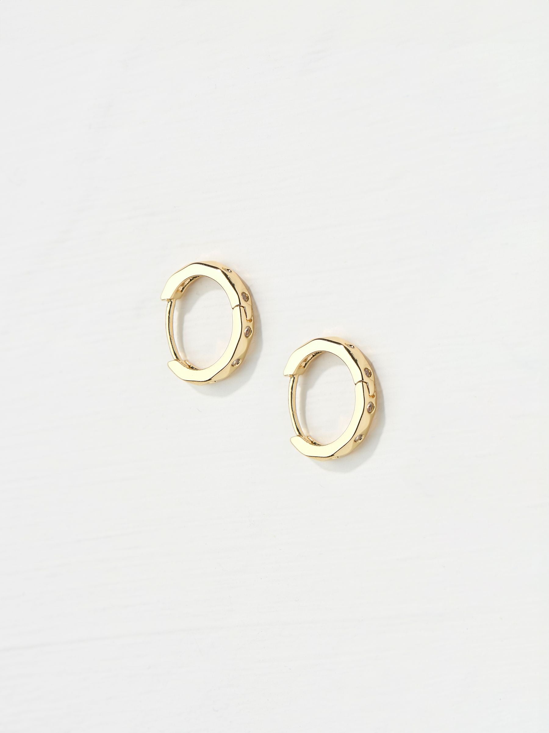 FatFace gold tone gem huggie hoops earrings 1.5cm width - British product