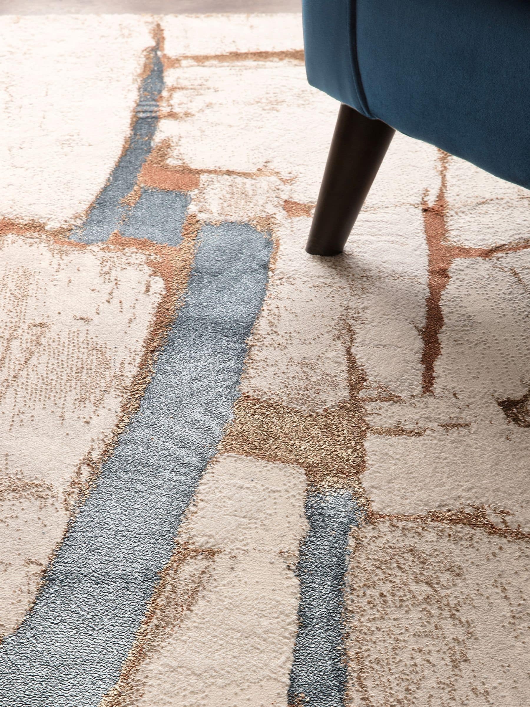 Rug Edit metallic Miro shapes rug, imported from the UK