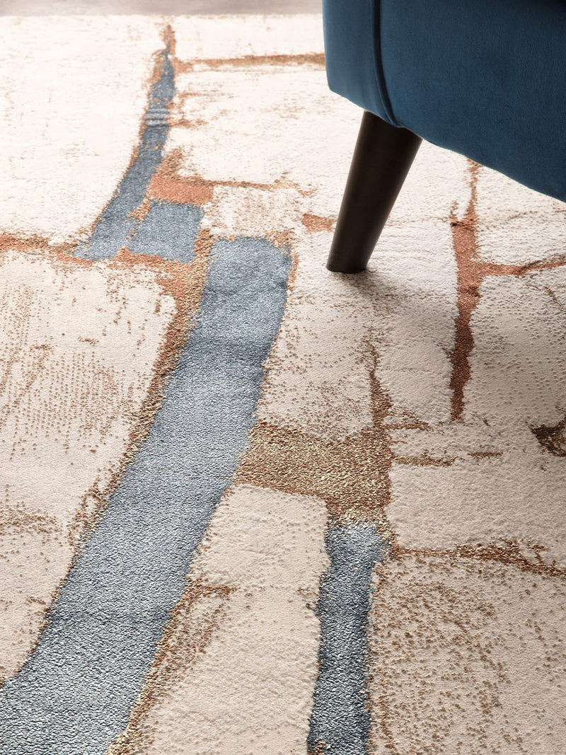 Rug Edit metallic Miro shapes rug, imported from the UK