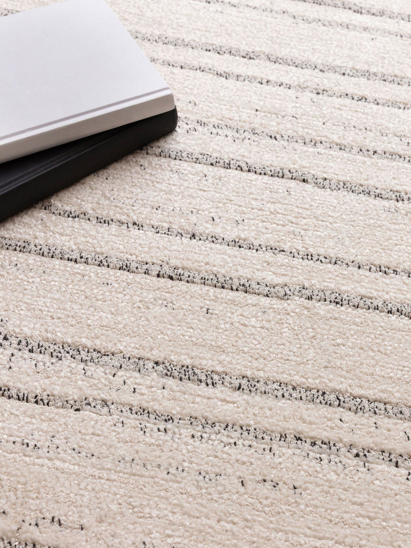 The Rug Edit Cream Grey Oslo Broken Stripes rug, UK version