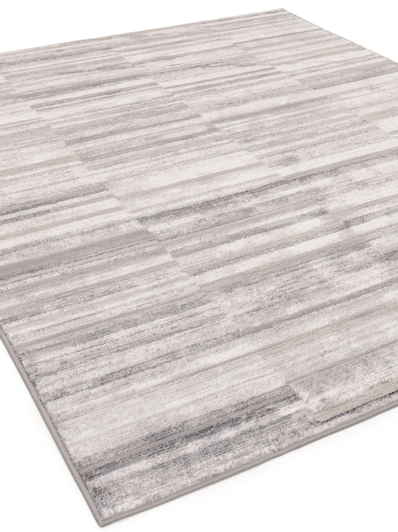 The Rug Edit grey Ritz Grid rug 100% polyester, imported from the UK