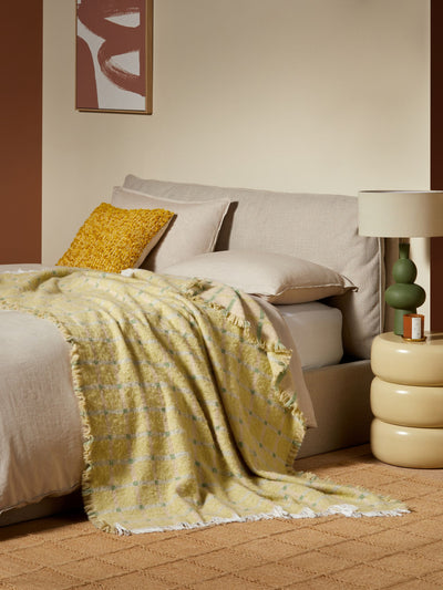Next MADE.COM Cale Yellow Check Brushed Throw 180cm x 130cm- Buy online at McGrocer