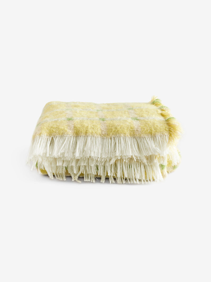 MADE.COM yellow Cale check brushed throw, UK version