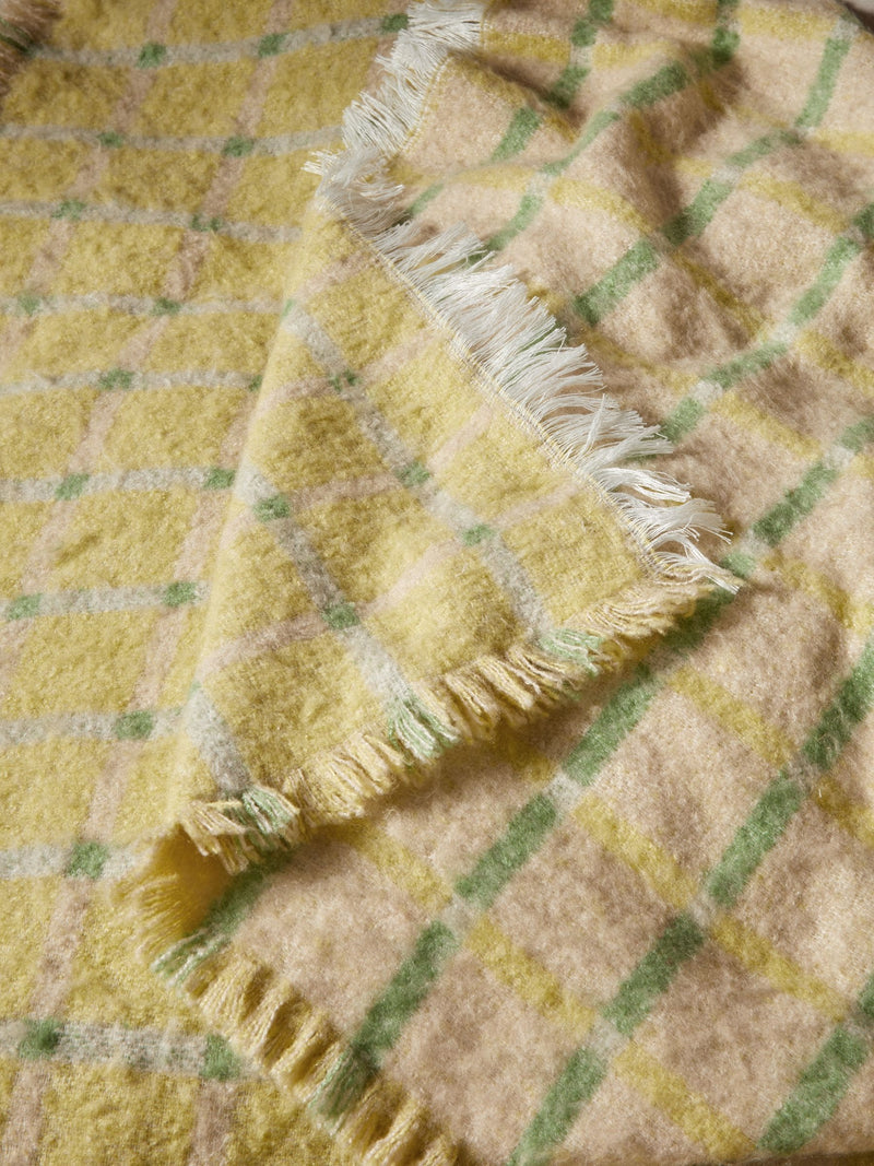 MADE.COM yellow Cale check brushed throw, UK version