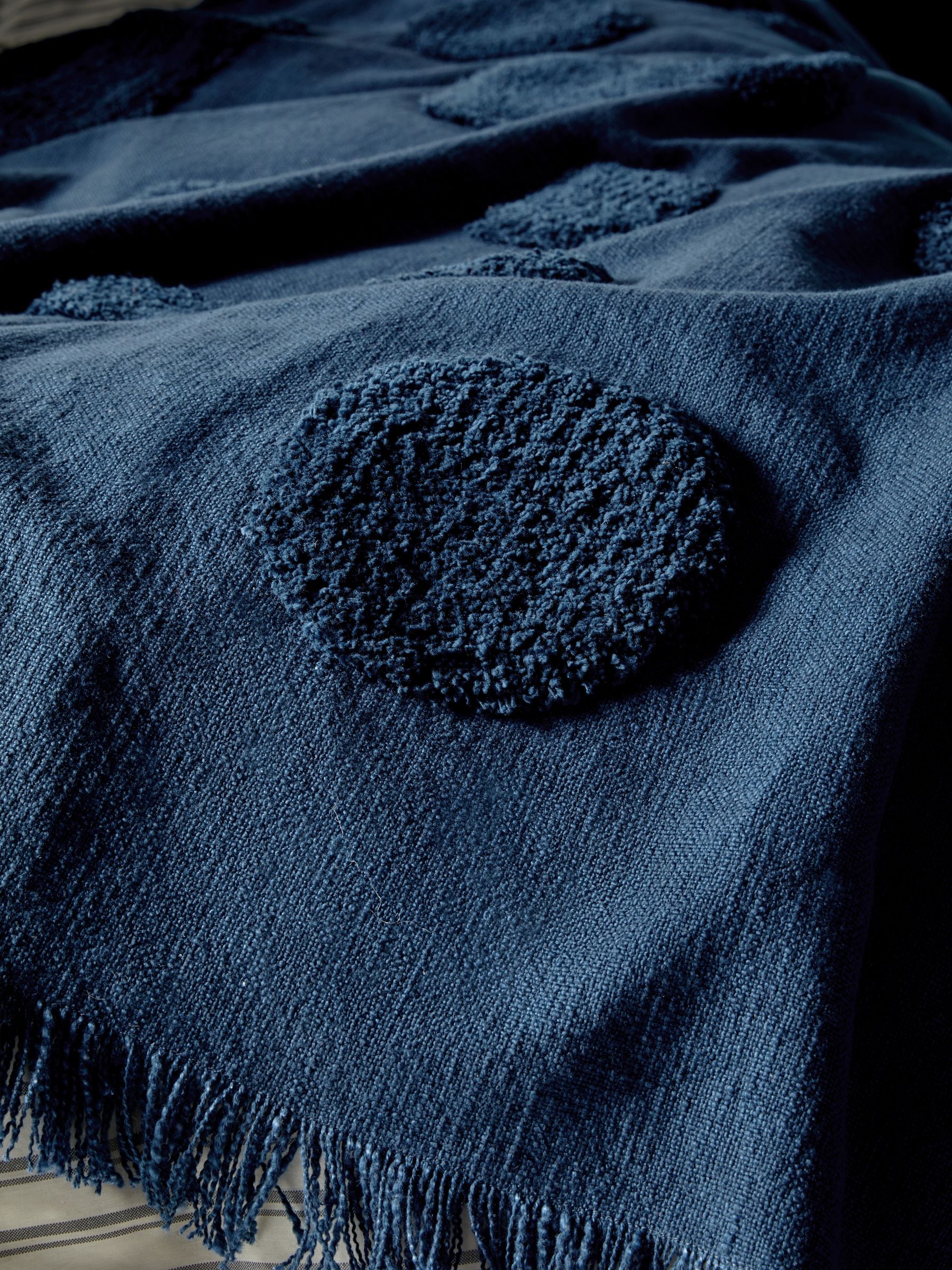 MADE.COM Navy Emil Abstract Tufted Throw 180x130cm, UK version