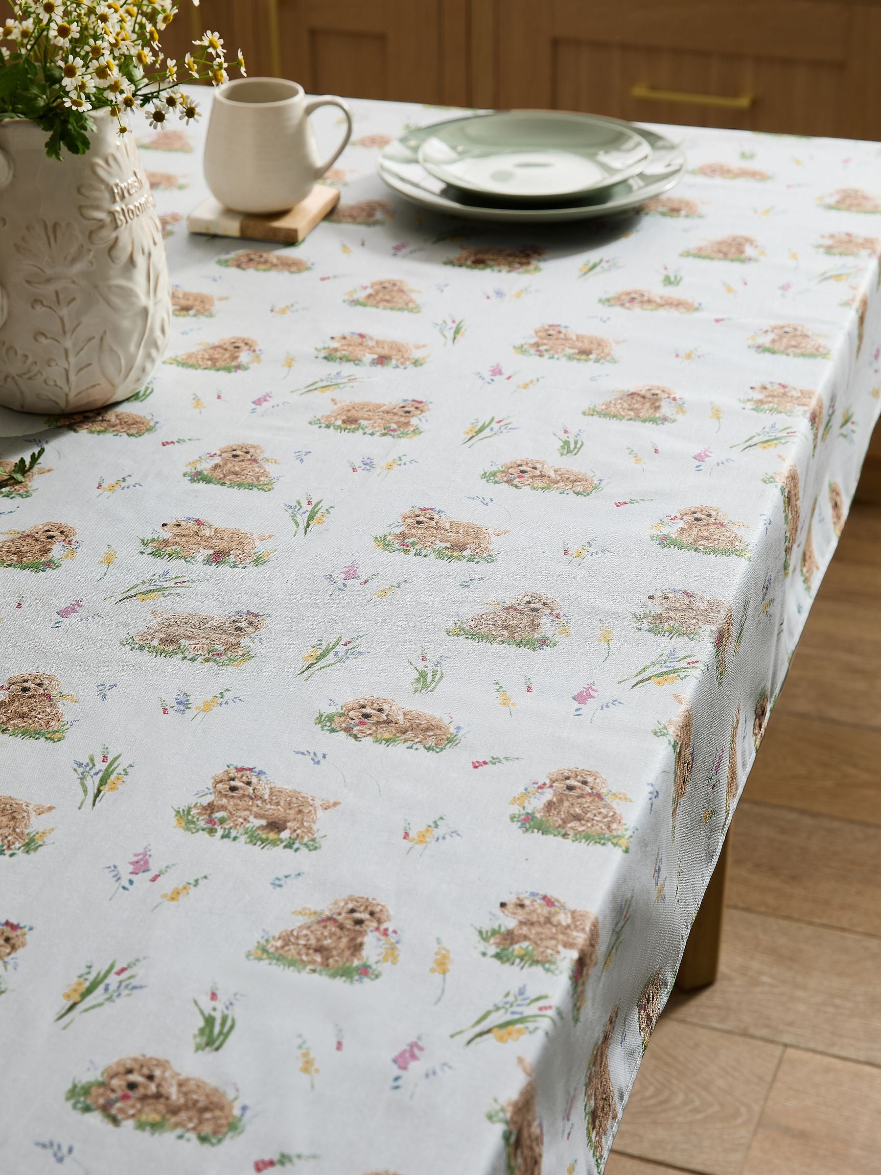 Sage Green Charlie The Cockapoo Wipe Clean Table Cloth
