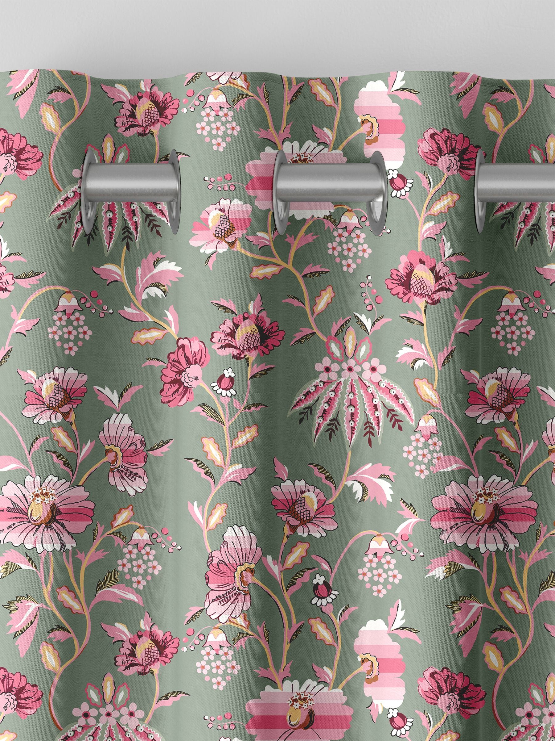 Cath Kidston Sage Green Friendship Gardens made to measure curtains, imported from the UK
