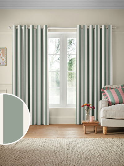 Next Cath Kidston Sage Green Canopy Stripe Made to Measure Curtains- Buy online at McGrocer