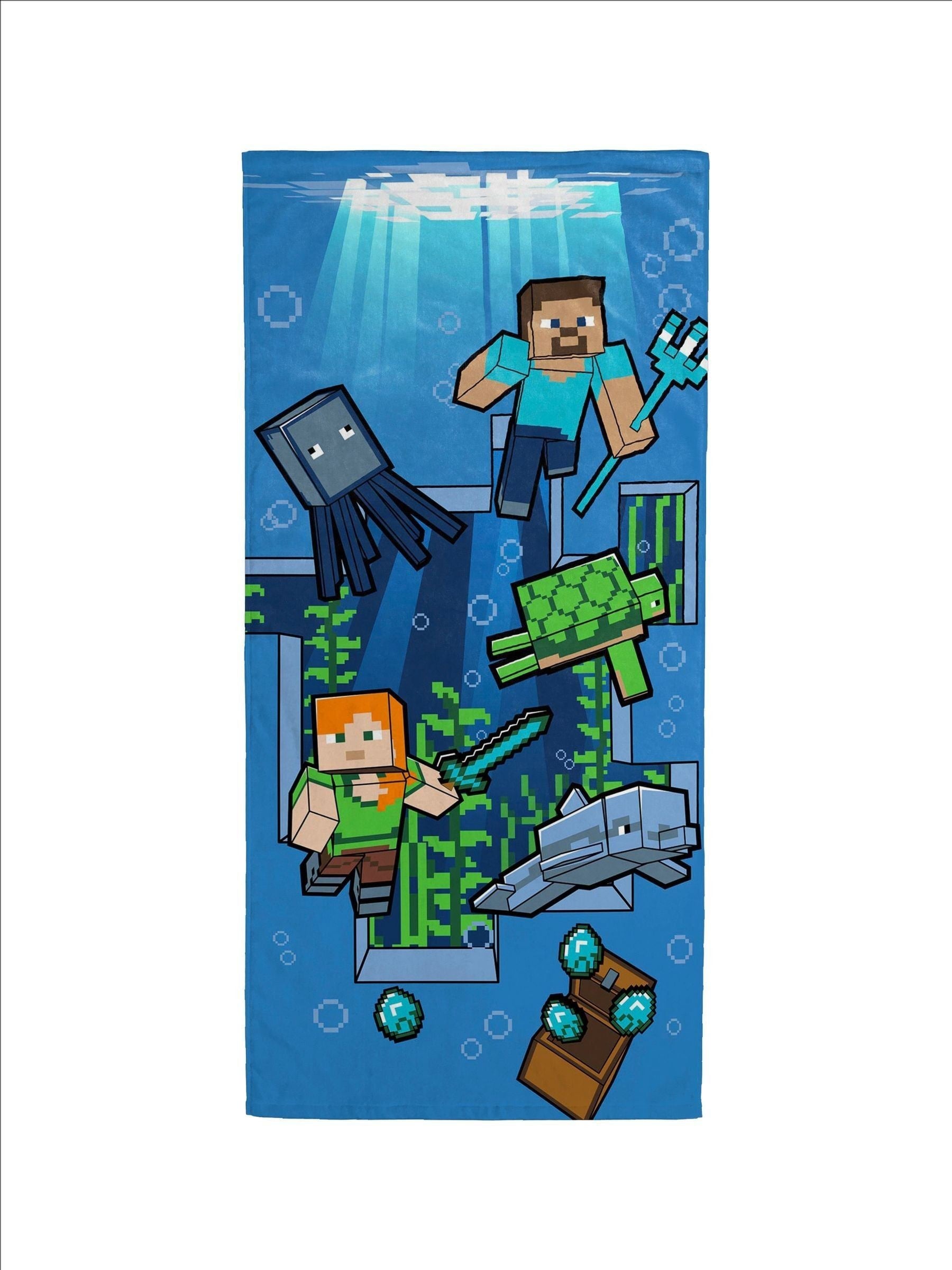 Minecraft beach towel Blue Underwater Adventure 71x147cm, imported from the UK