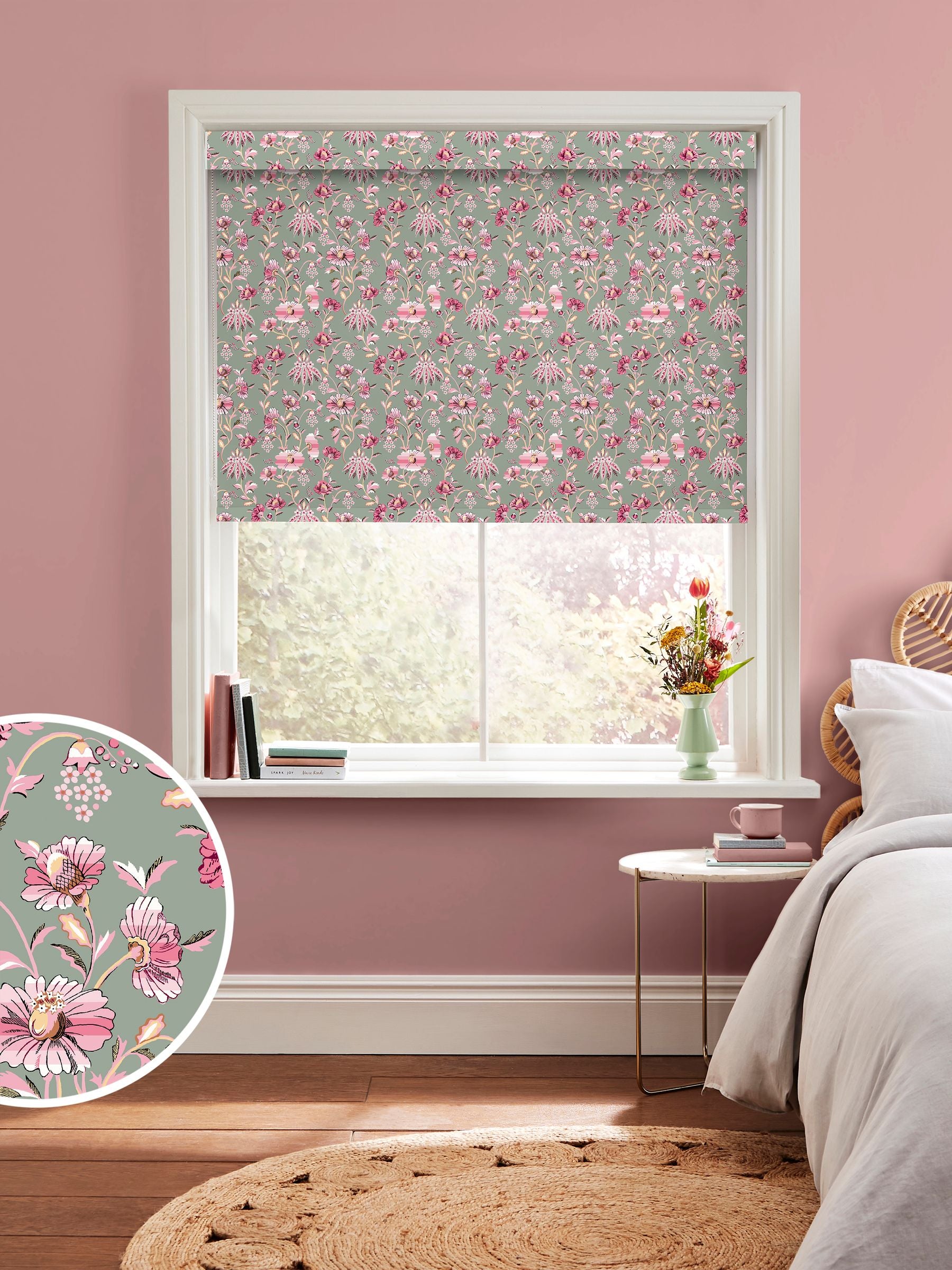 Cath Kidston Friendship Gardens roller blind sage green - British product