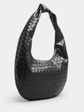 Yours Curve black woven shoulder bag with knot detail, imported from the UK