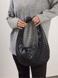 Yours Curve black woven shoulder bag with knot detail, imported from the UK