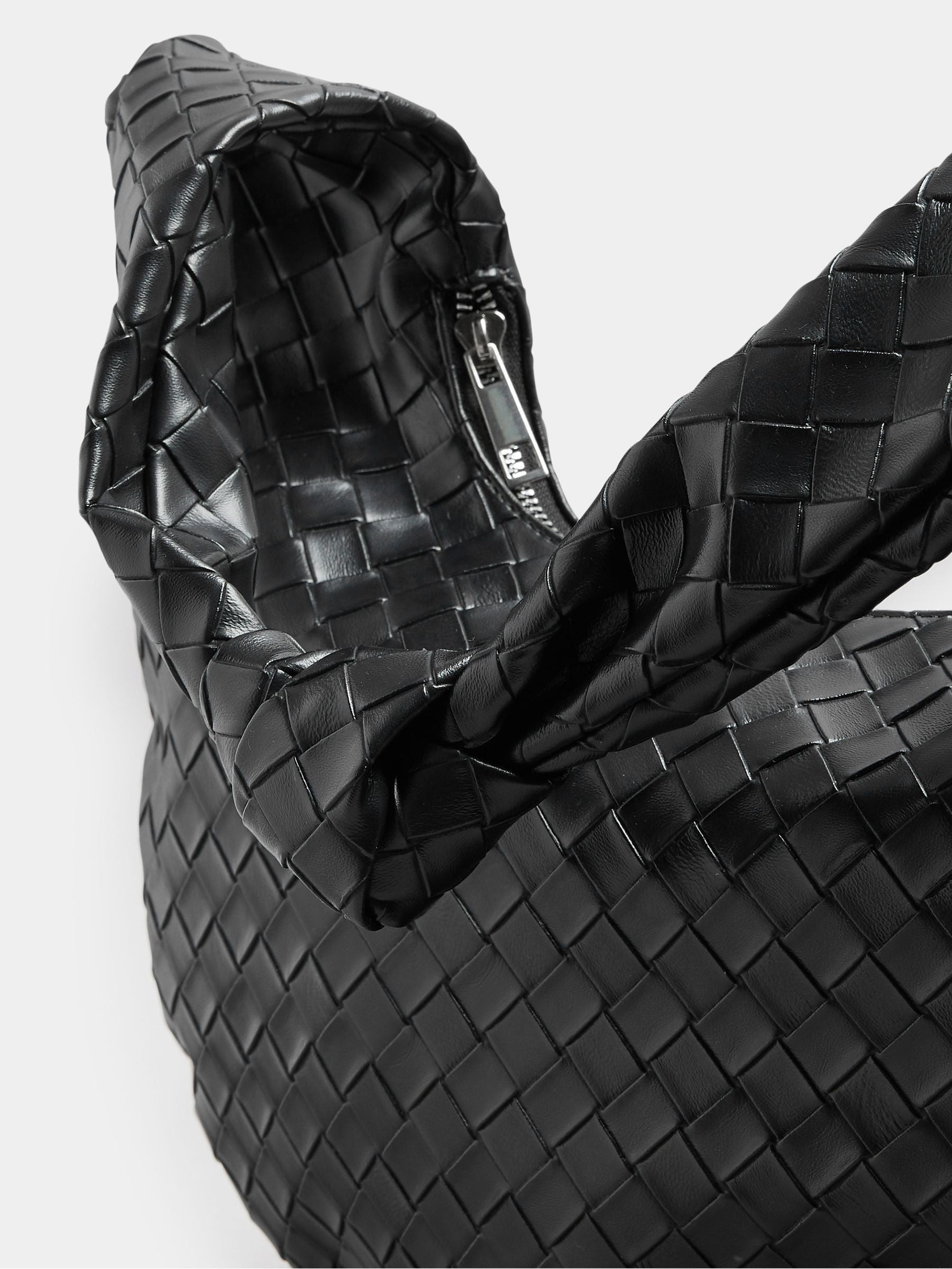 Yours Curve black woven shoulder bag with knot detail, imported from the UK