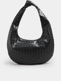 Yours Curve black woven shoulder bag with knot detail, imported from the UK