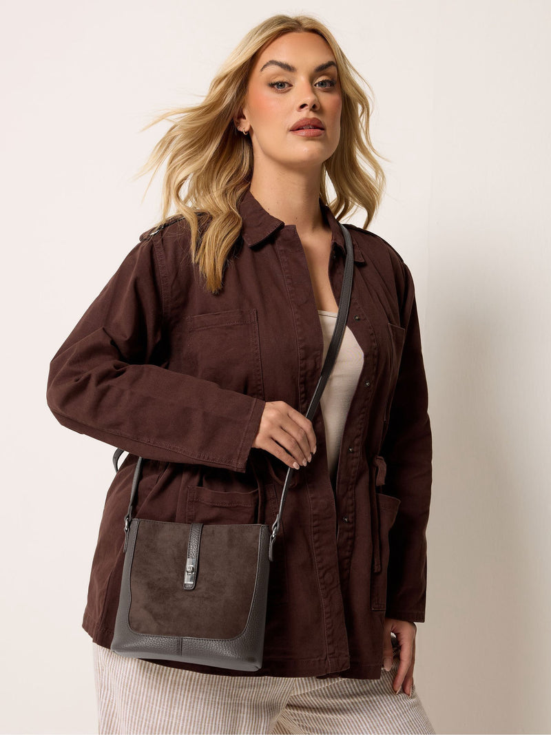 Yours Curve brown faux suede cross body bag (British brand)