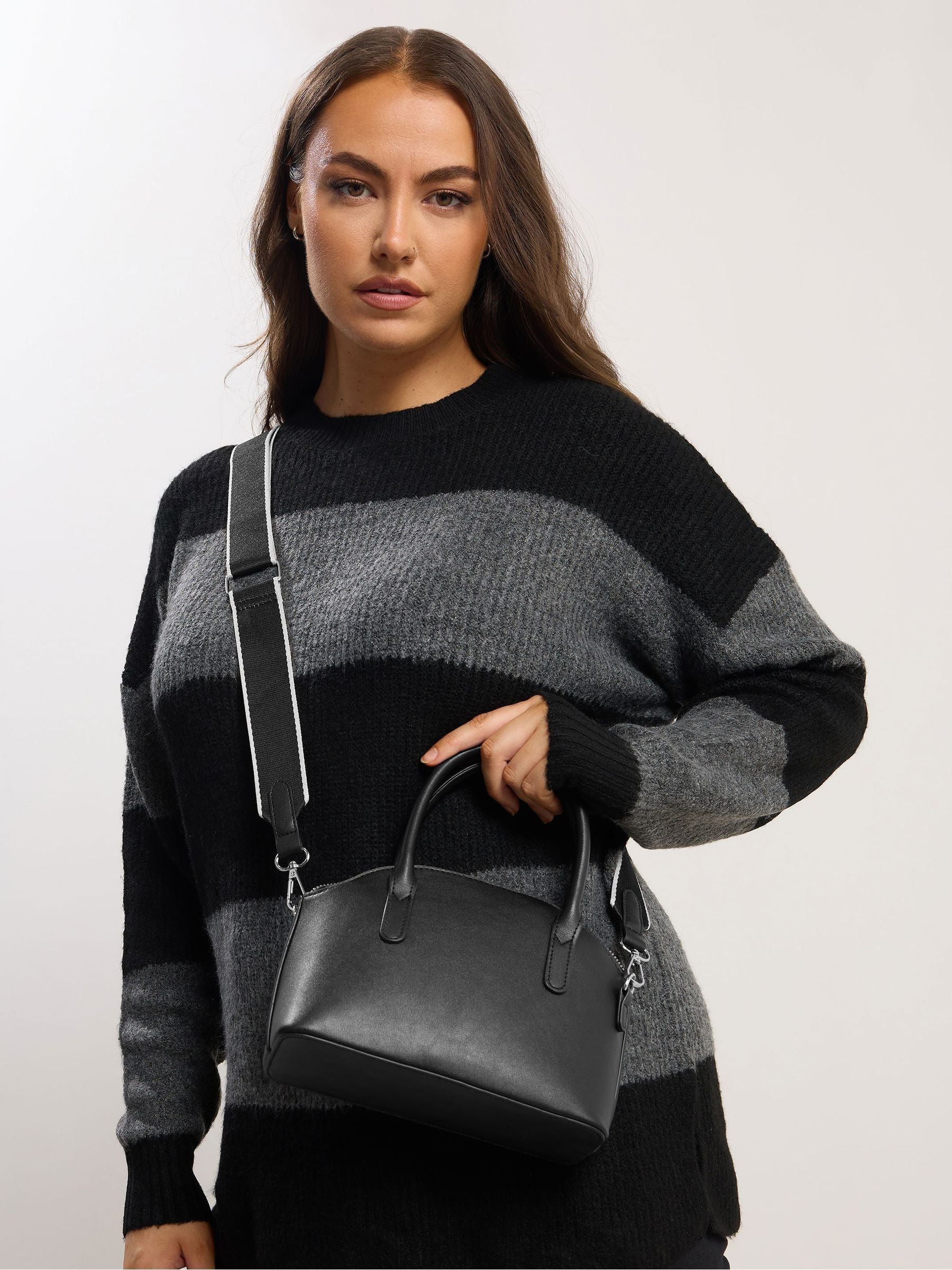 Yours Curve black contrast strap cross body bag (British brand)