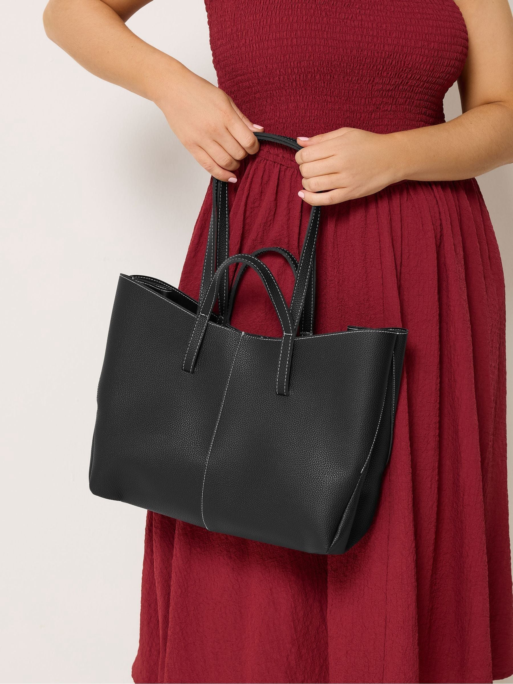 Yours black faux leather slouchy shoulder bag, imported from the UK