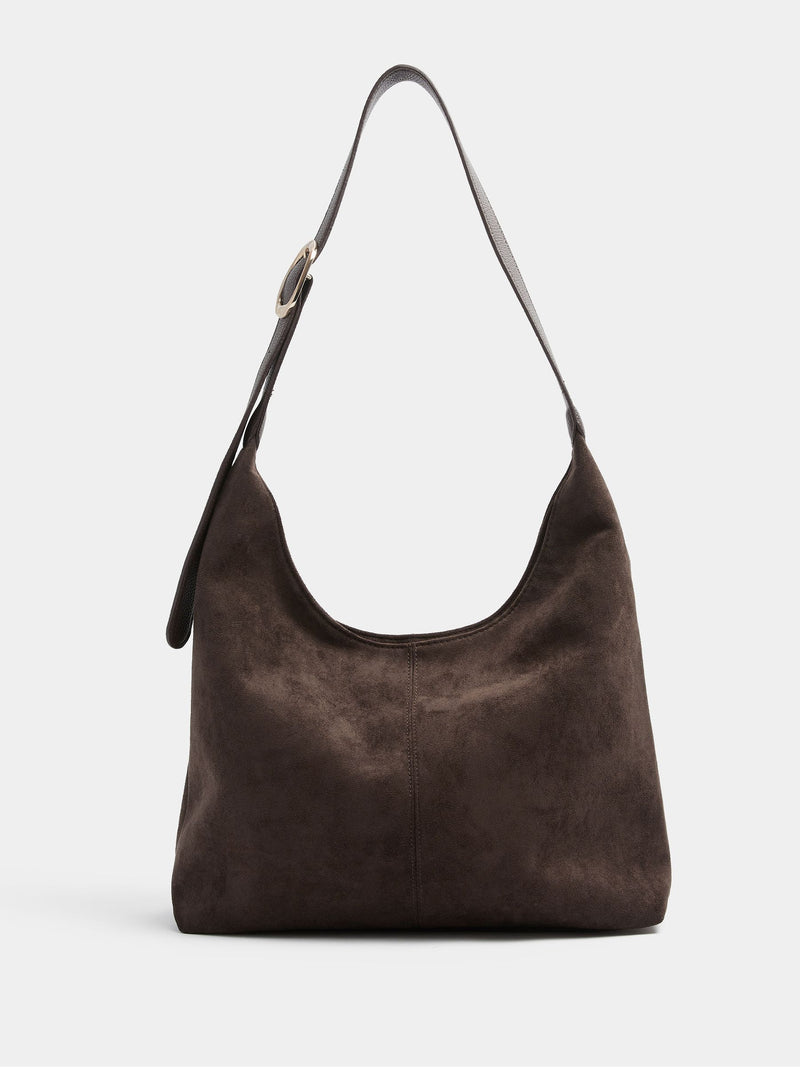 Yours Curve brown faux suede shoulder bag - British product