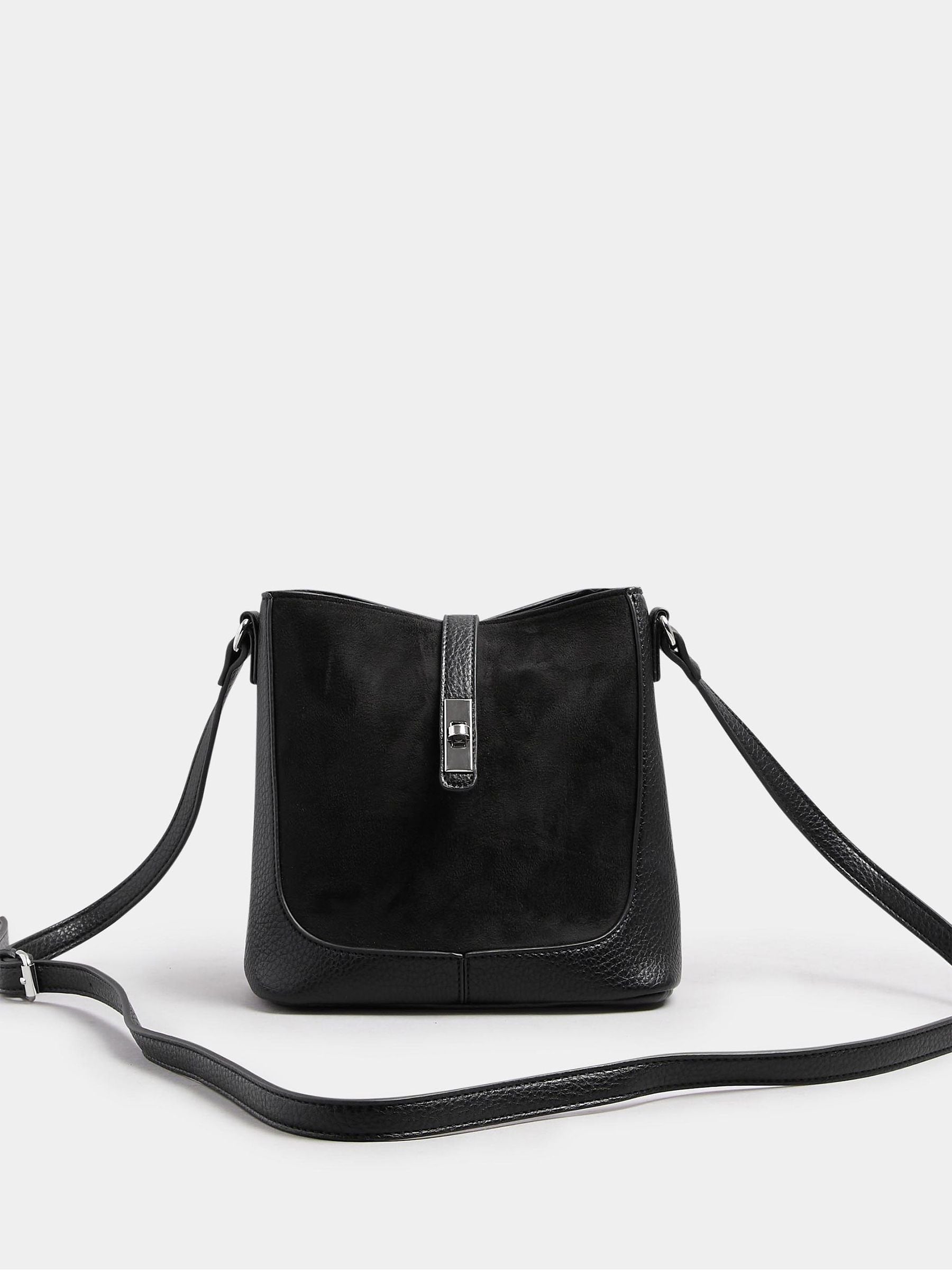 Yours cross-body bag black faux suede (British brand)