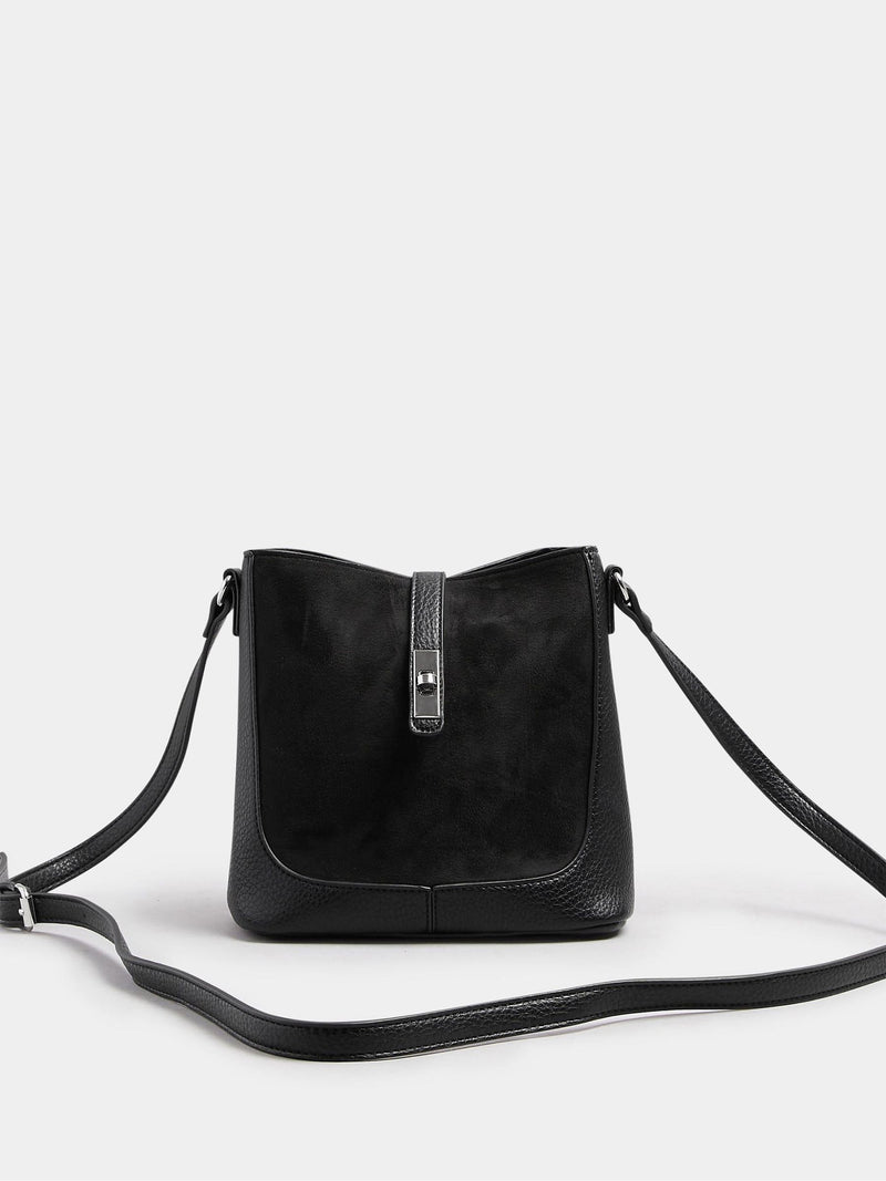 Yours cross-body bag black faux suede (British brand)
