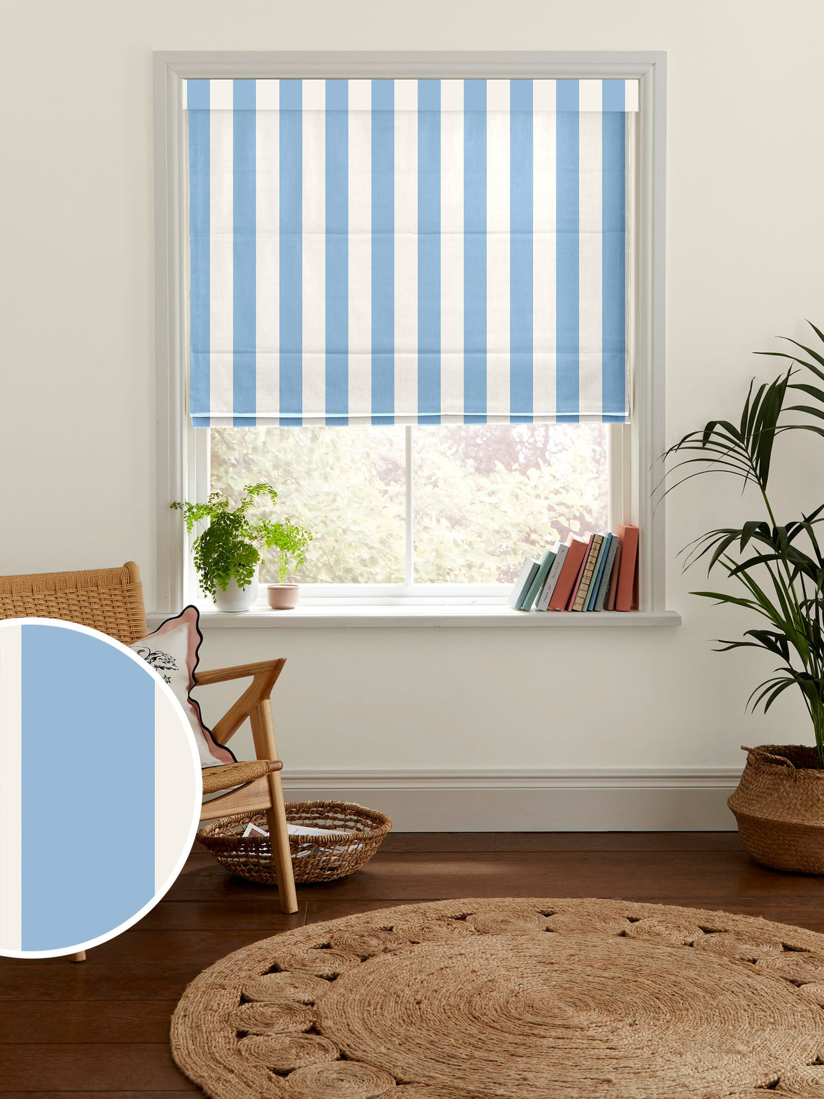 Cath Kidston blue canopy stripe 100% cotton roman blind - British product