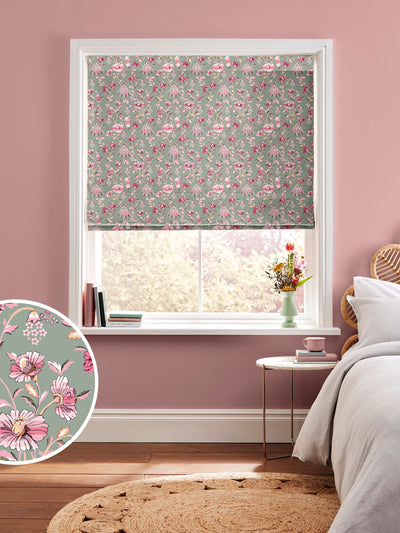 Next Cath Kidston Sage Green Friendship Gardens 100% Cotton Roman Blind- Buy online at McGrocer